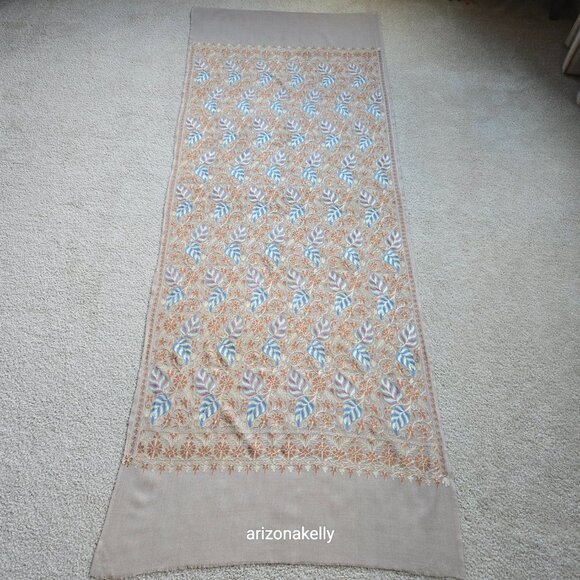 NWOT Ahujasons Wool Scarf Chain Stitch Embroidery - Picture 14 of 17